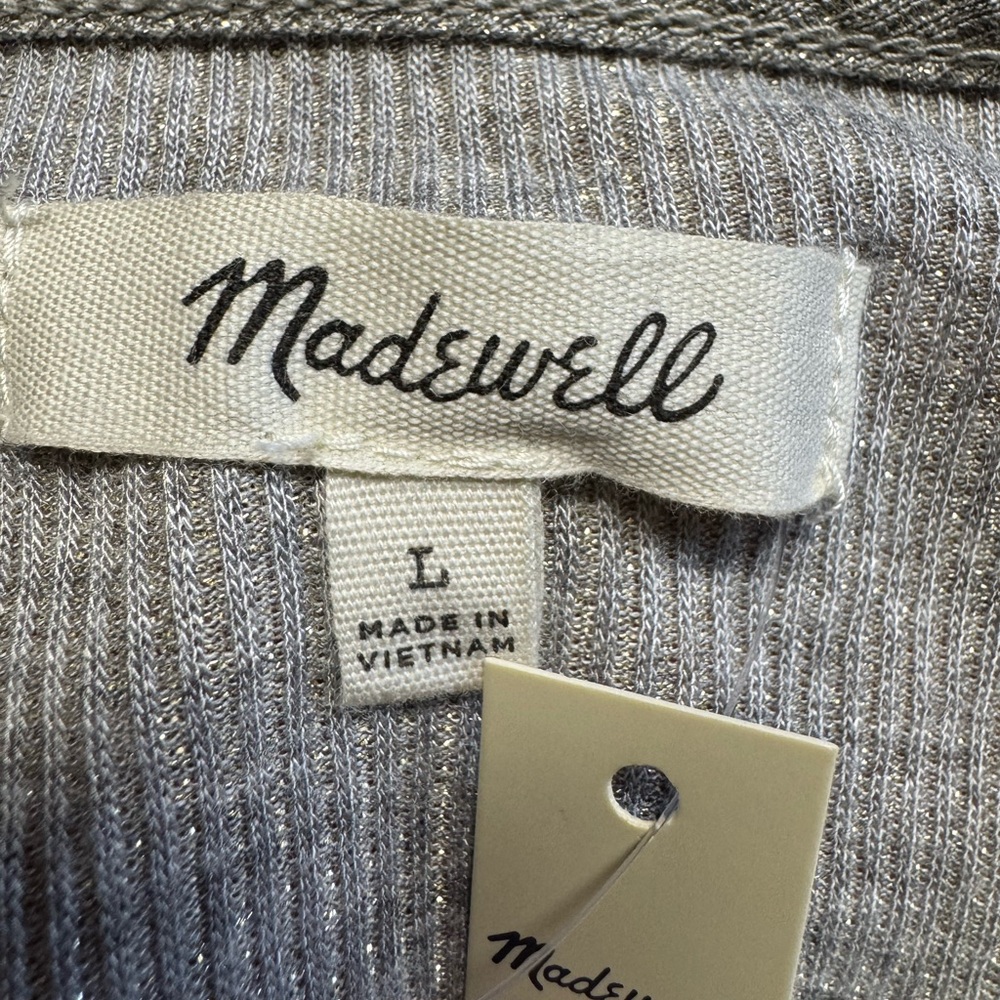 NWT MADEWELL Ruffle Tank Top Metallic Cloud Gold/Silver Sparkle - Picture 3 of 4